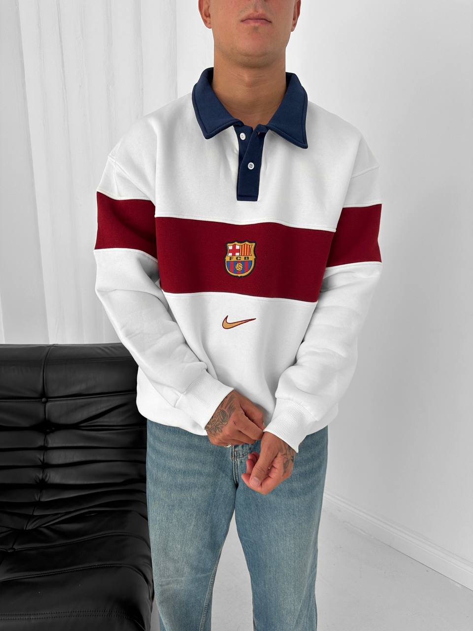FC Barcelona Retro Rugby Polo Sweatshirt