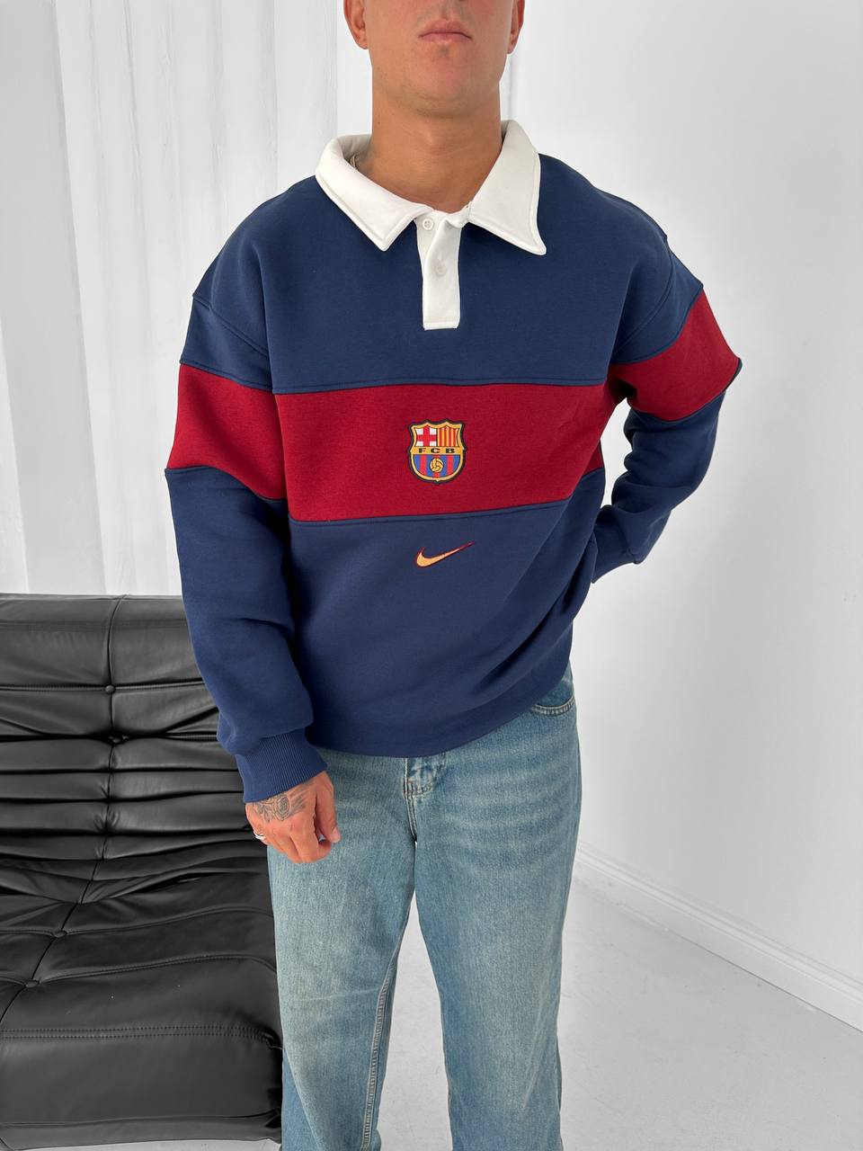 FC Barcelona Retro Rugby Polo Sweatshirt