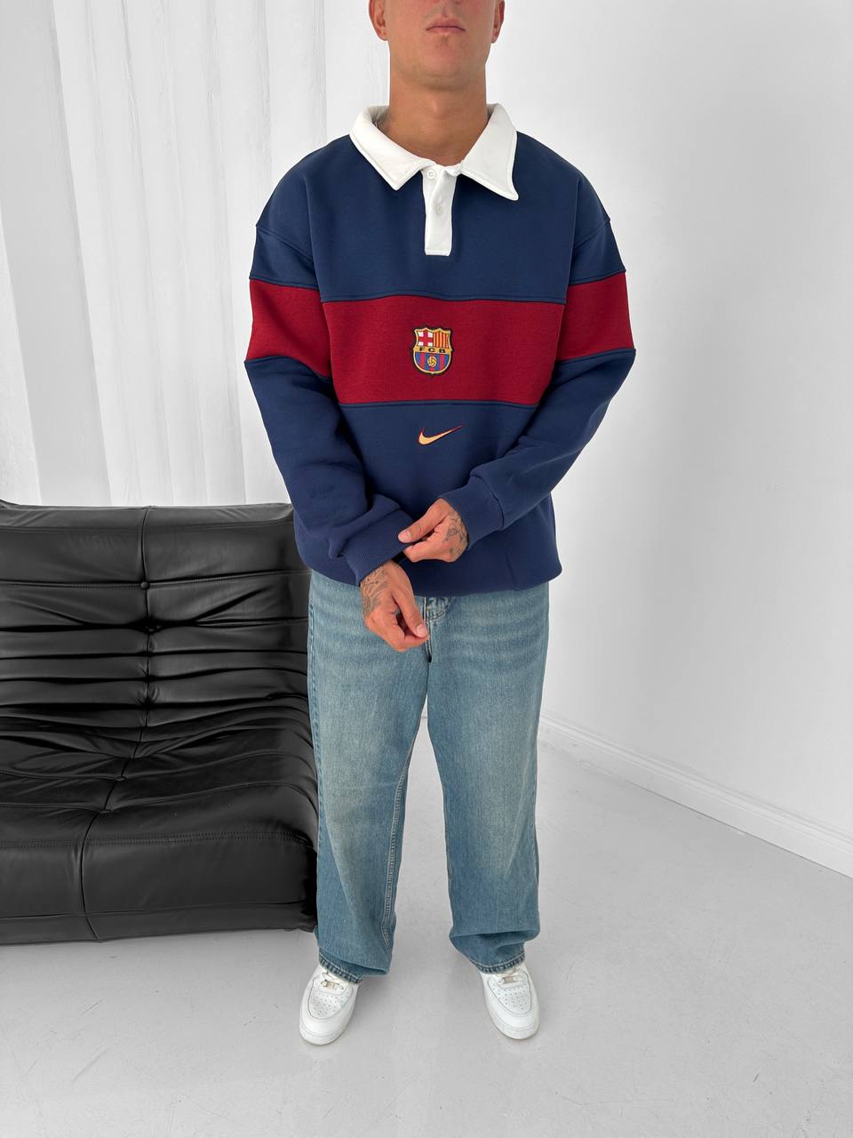 FC Barcelona Retro Rugby Polo Sweatshirt