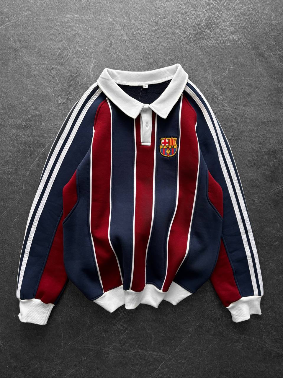 FC Barcelona Retro Striped Rugby Polo Sweatshirt