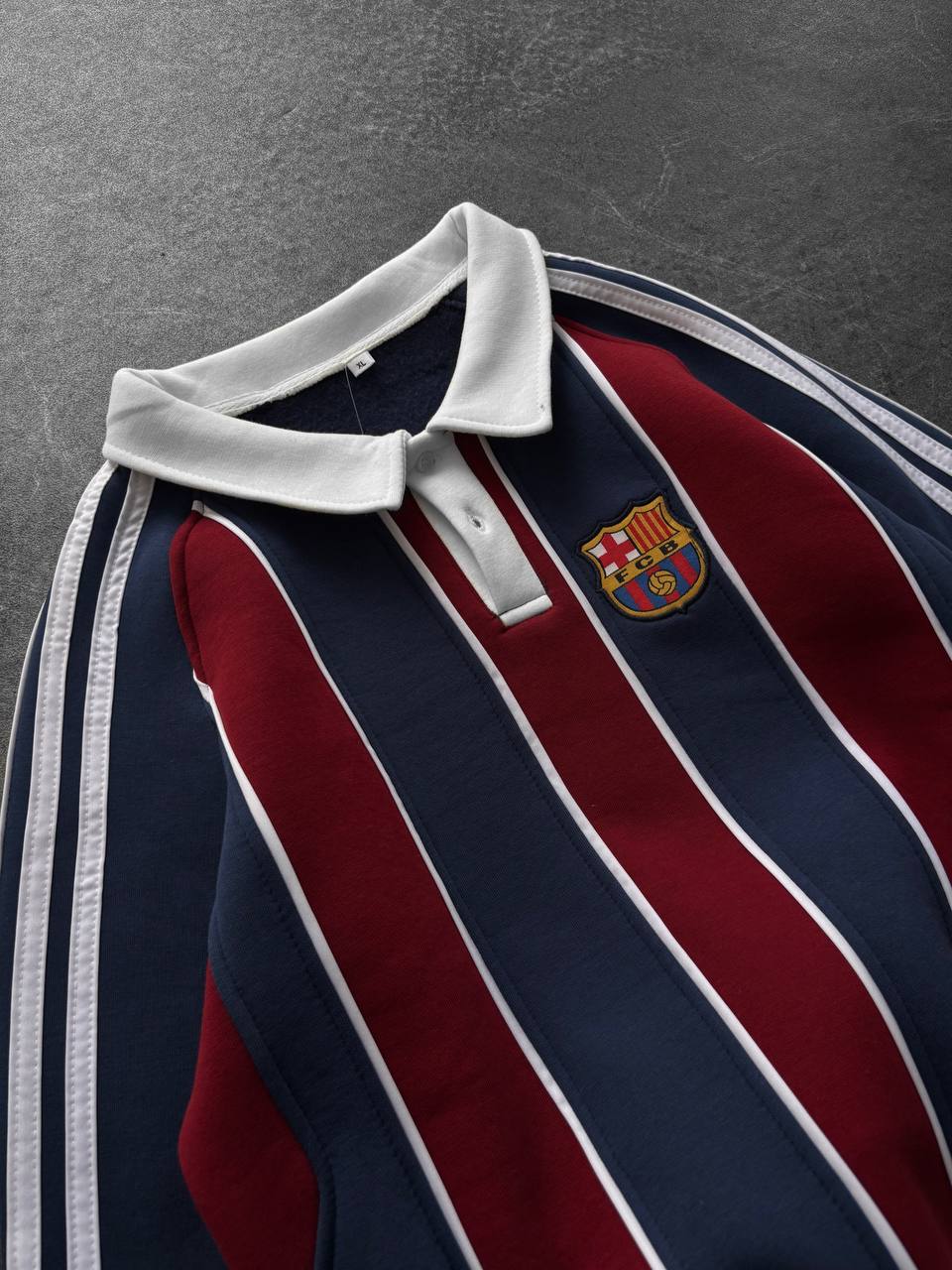 FC Barcelona Retro Striped Rugby Polo Sweatshirt