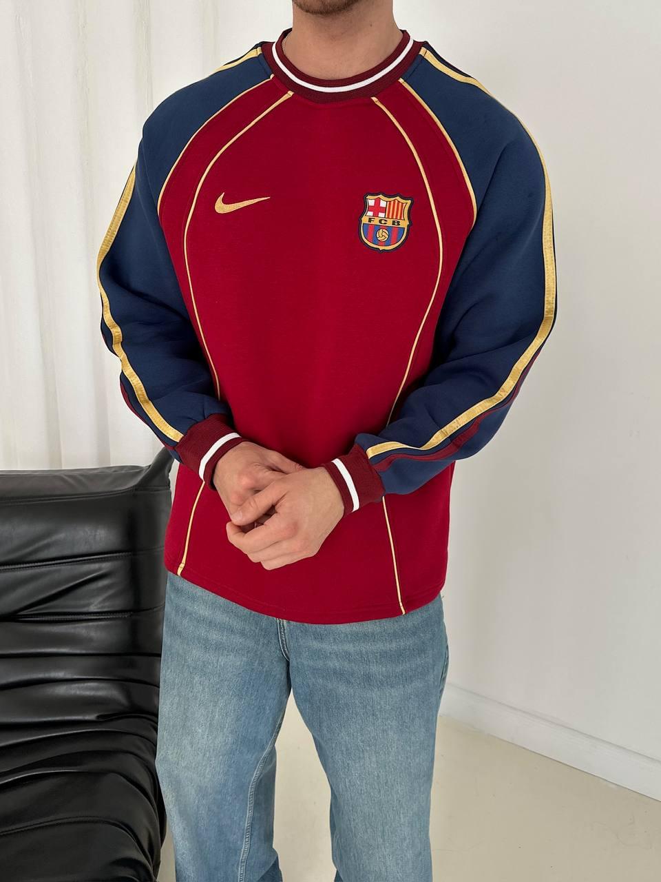 FC Barcelona Retro Piped Crewneck Sweatshirt.
