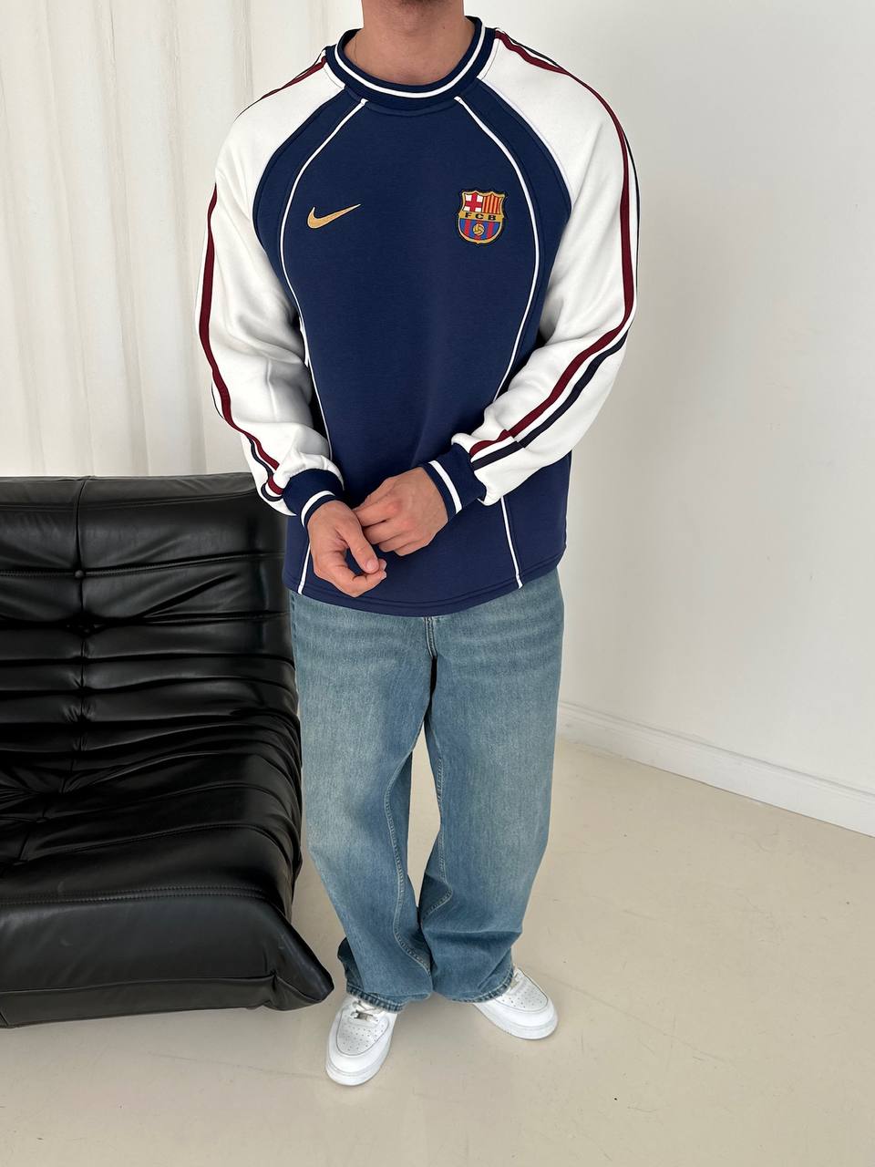 FC Barcelona Retro Piped Crewneck Sweatshirt