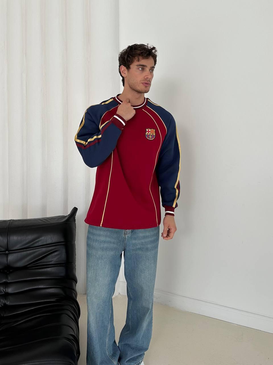 FC Barcelona Retro Piped Crewneck Sweatshirt.