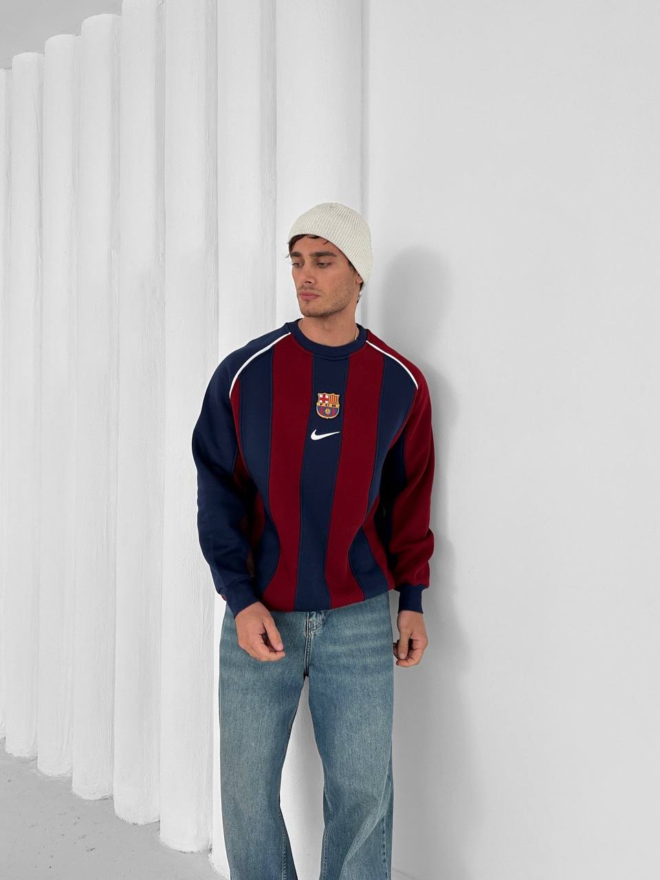 FC Barcelona 2005 Retro Striped Crewneck
