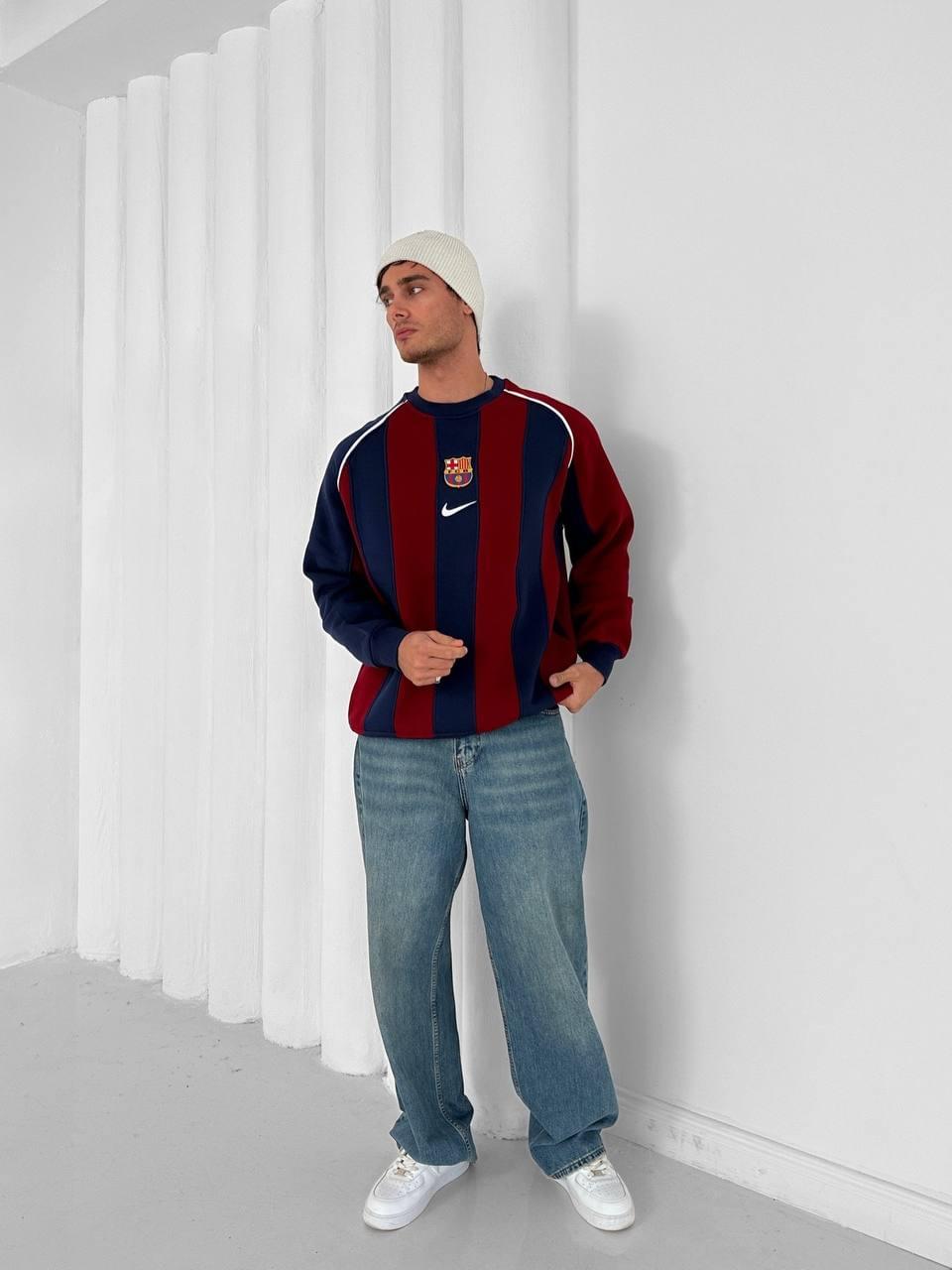 FC Barcelona 2005 Retro Striped Crewneck.