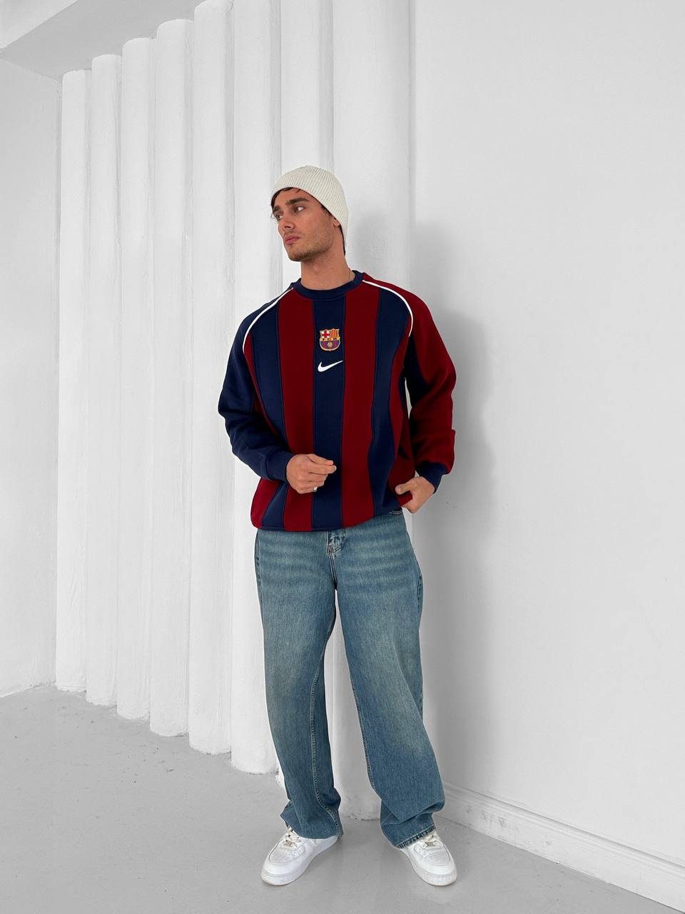 FC Barcelona 2005 Retro Striped Crewneck