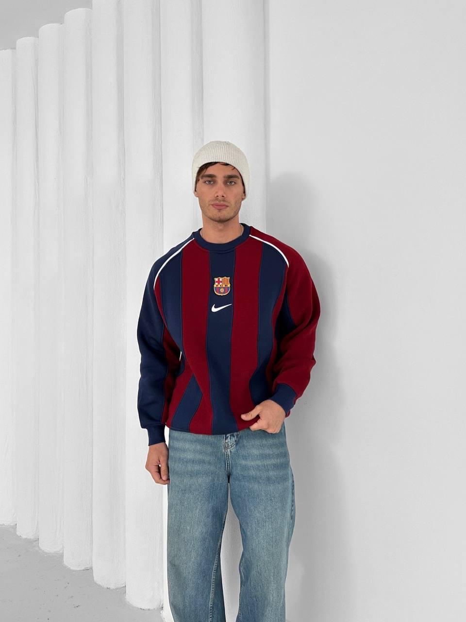 FC Barcelona 2005 Retro Striped Crewneck.