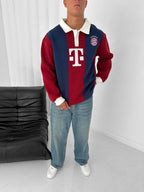 FC Bayern Munich Retro Polo Sweatshirt – Oversized Blokecore Football Style