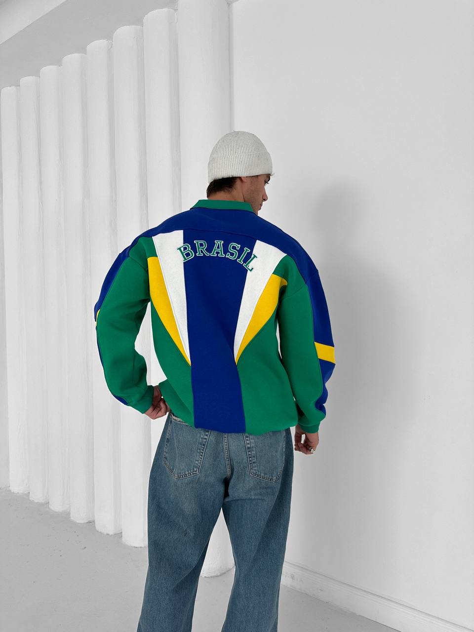 Brazil 90s Retro Polo Sweatshirt