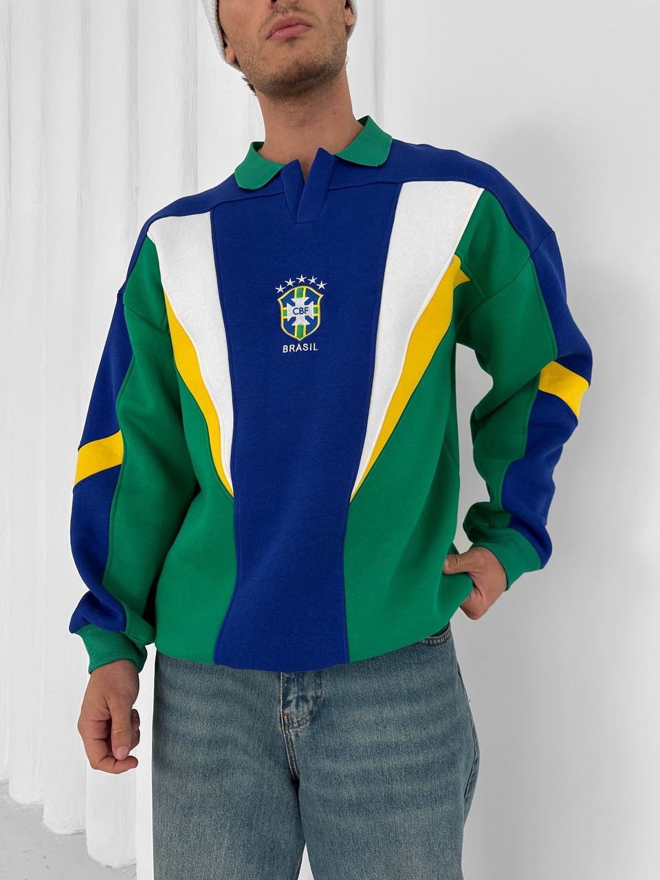 Brazil 90s Retro Polo Sweatshirt