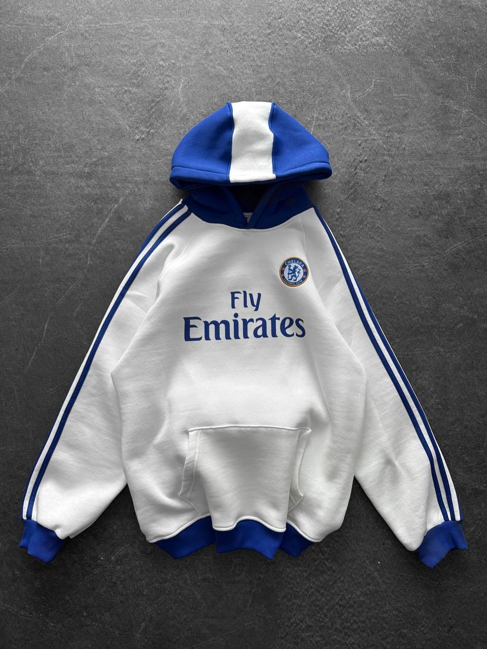 Chelsea FC "Fly Emirates" Retro Hoodie – Oversized Blokecore Football Sweatshirt.