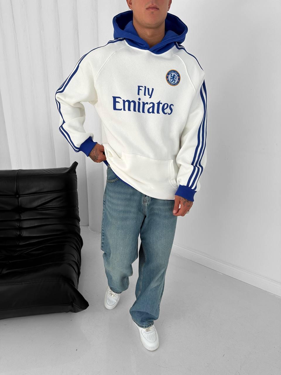 Chelsea FC "Fly Emirates" Retro Hoodie – Oversized Blokecore Football Sweatshirt.