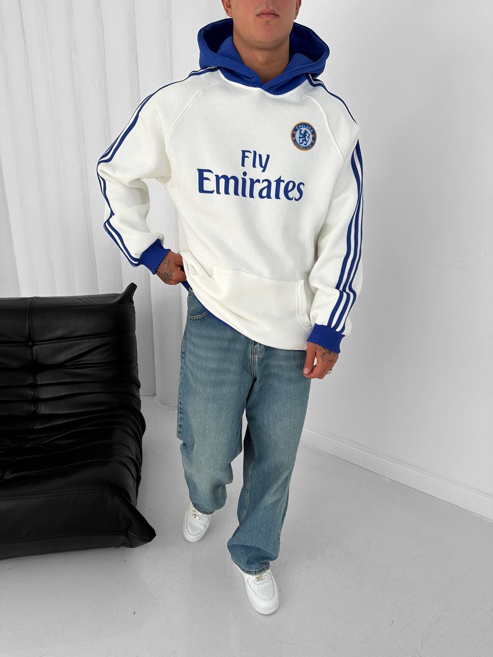 Chelsea FC "Fly Emirates" Retro Hoodie – Oversized Blokecore Football Sweatshirt
