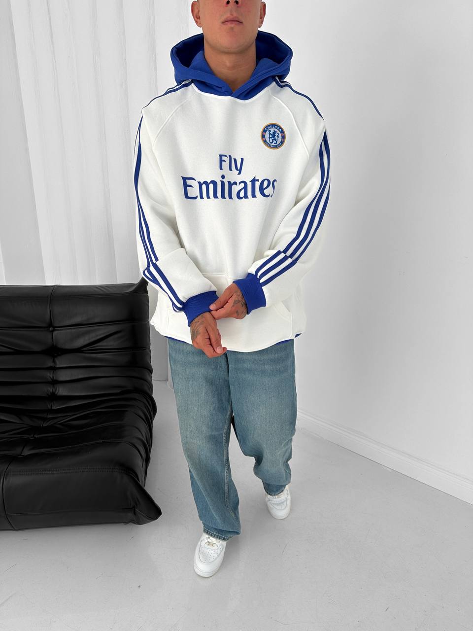 Chelsea FC "Fly Emirates" Retro Hoodie – Oversized Blokecore Football Sweatshirt