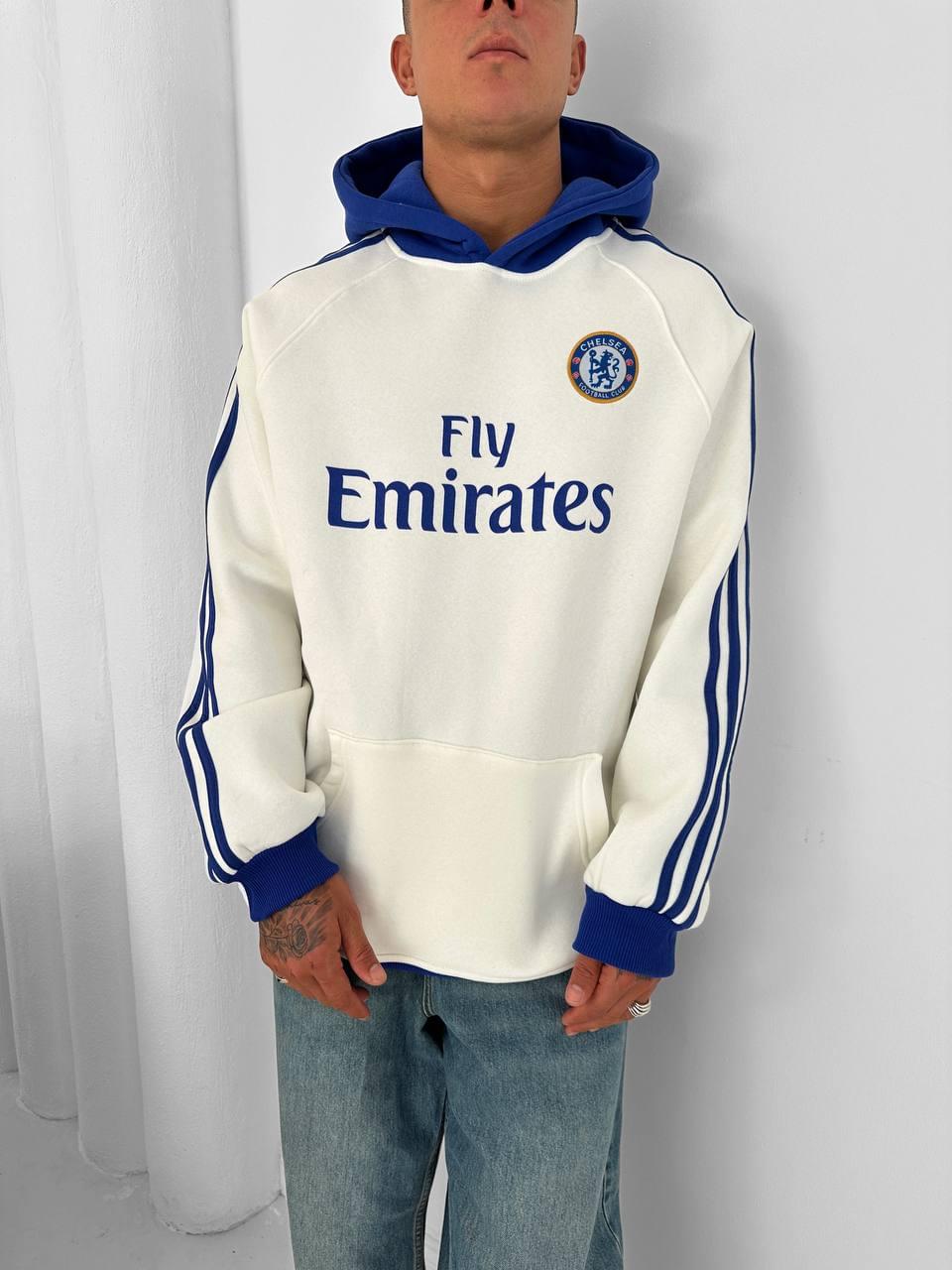 Chelsea FC "Fly Emirates" Retro Hoodie – Oversized Blokecore Football Sweatshirt.