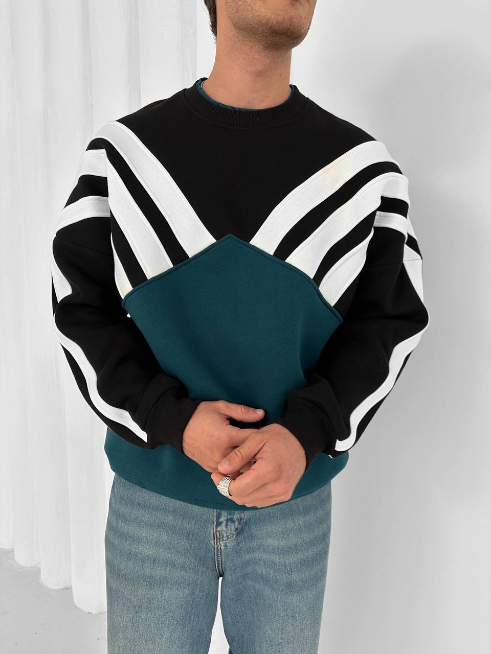 90s Color-Block Crewneck Sweatshirt