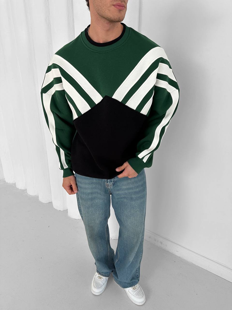 90s Color-Block Crewneck Sweatshirt