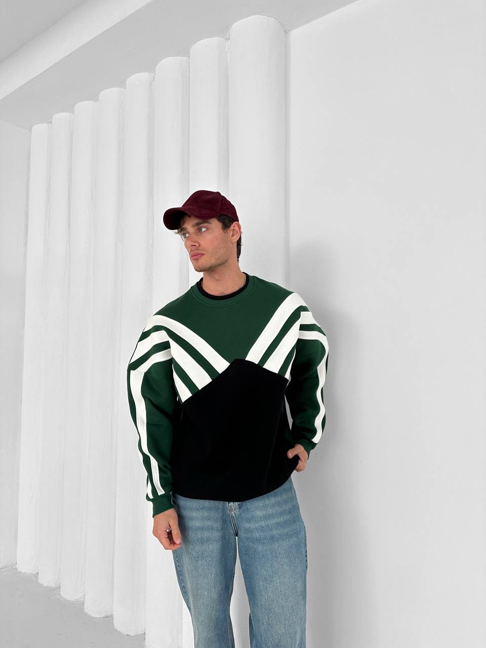 90s Color-Block Crewneck Sweatshirt