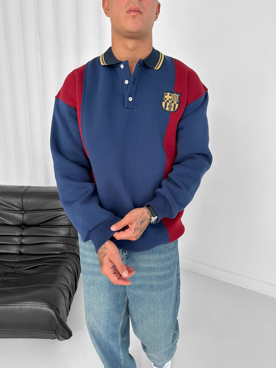 FC Barcelona Retro Polo Sweatshirt