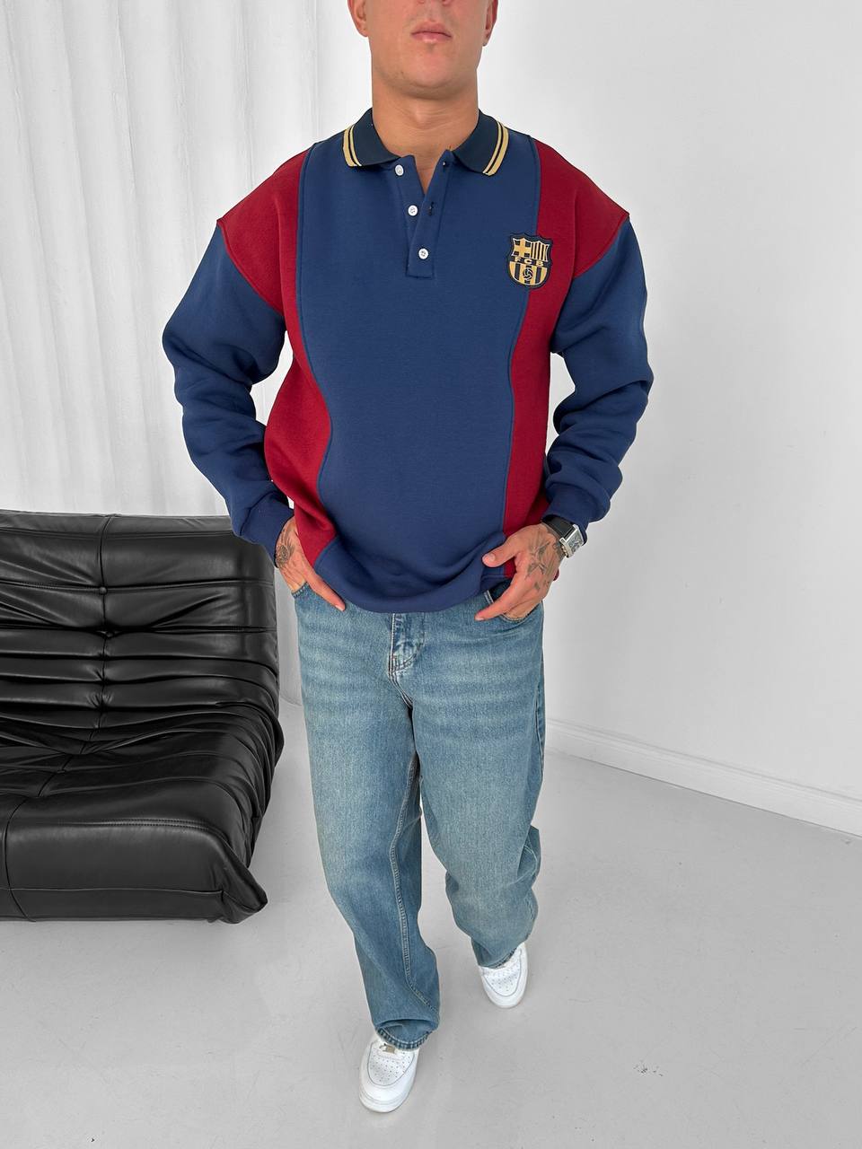 FC Barcelona Retro Polo Sweatshirt