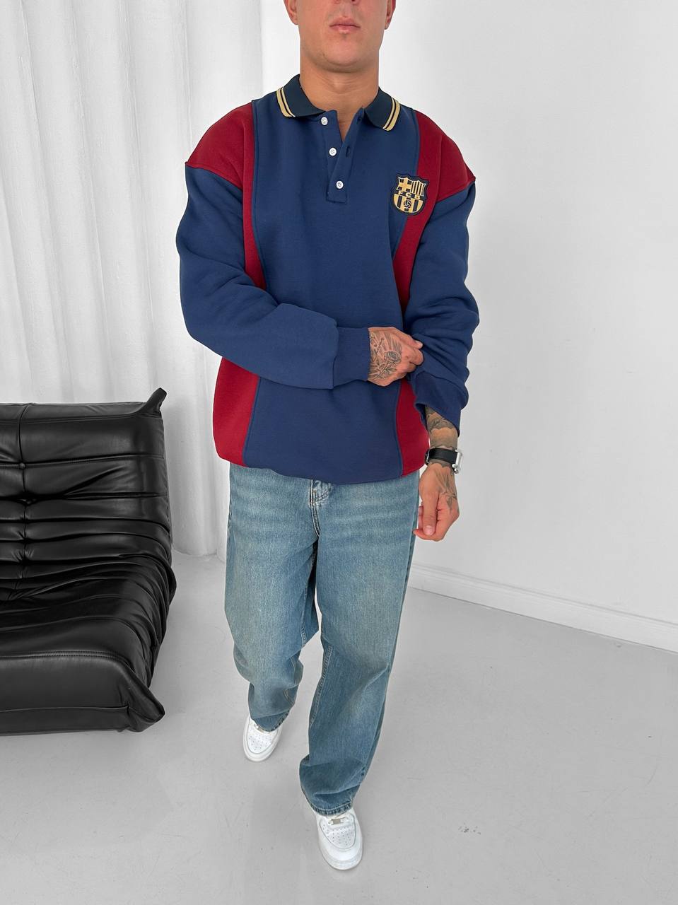 FC Barcelona Retro Polo Sweatshirt