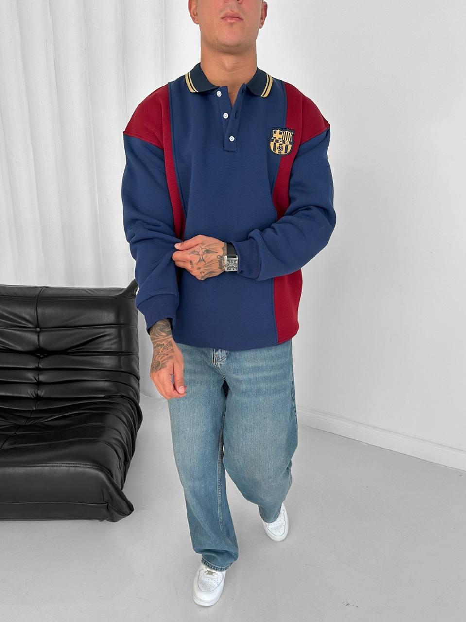 FC Barcelona Retro Polo Sweatshirt.