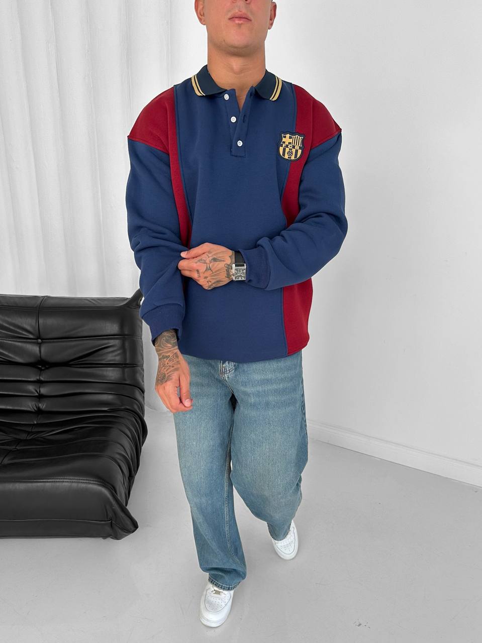 FC Barcelona Retro Polo Sweatshirt