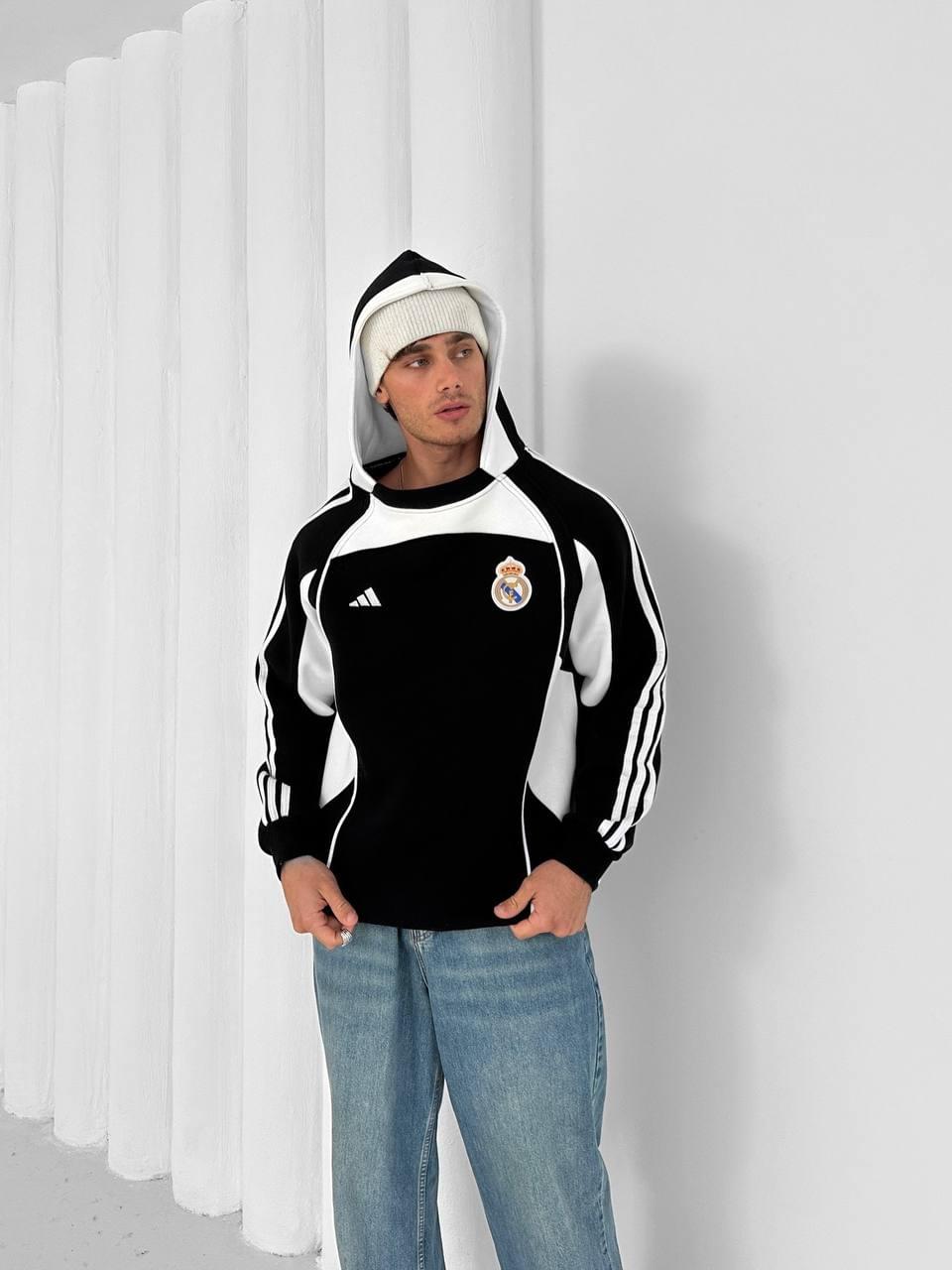 Real Madrid Retro Panelled Hoodie.