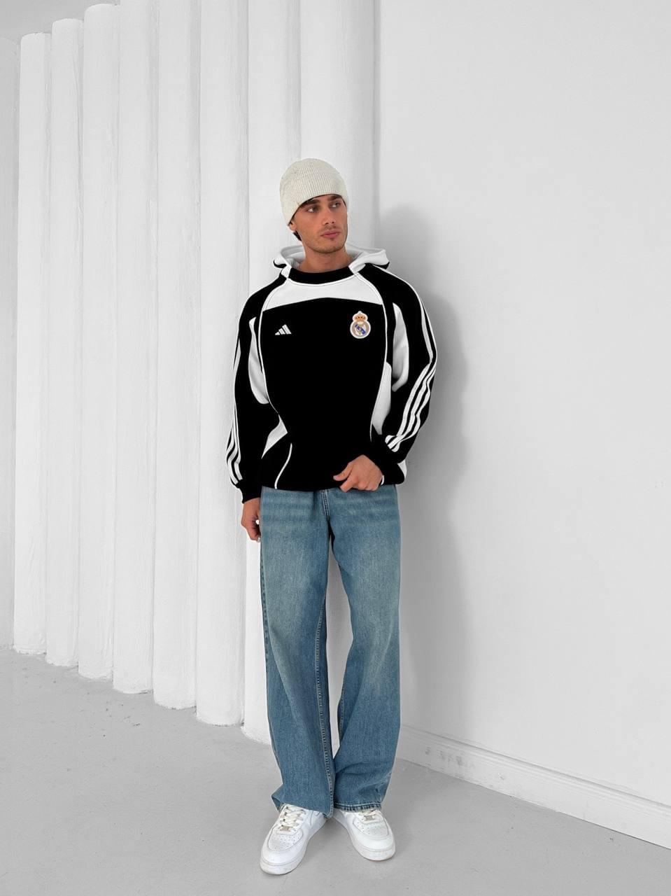 Real Madrid Retro Panelled Hoodie.