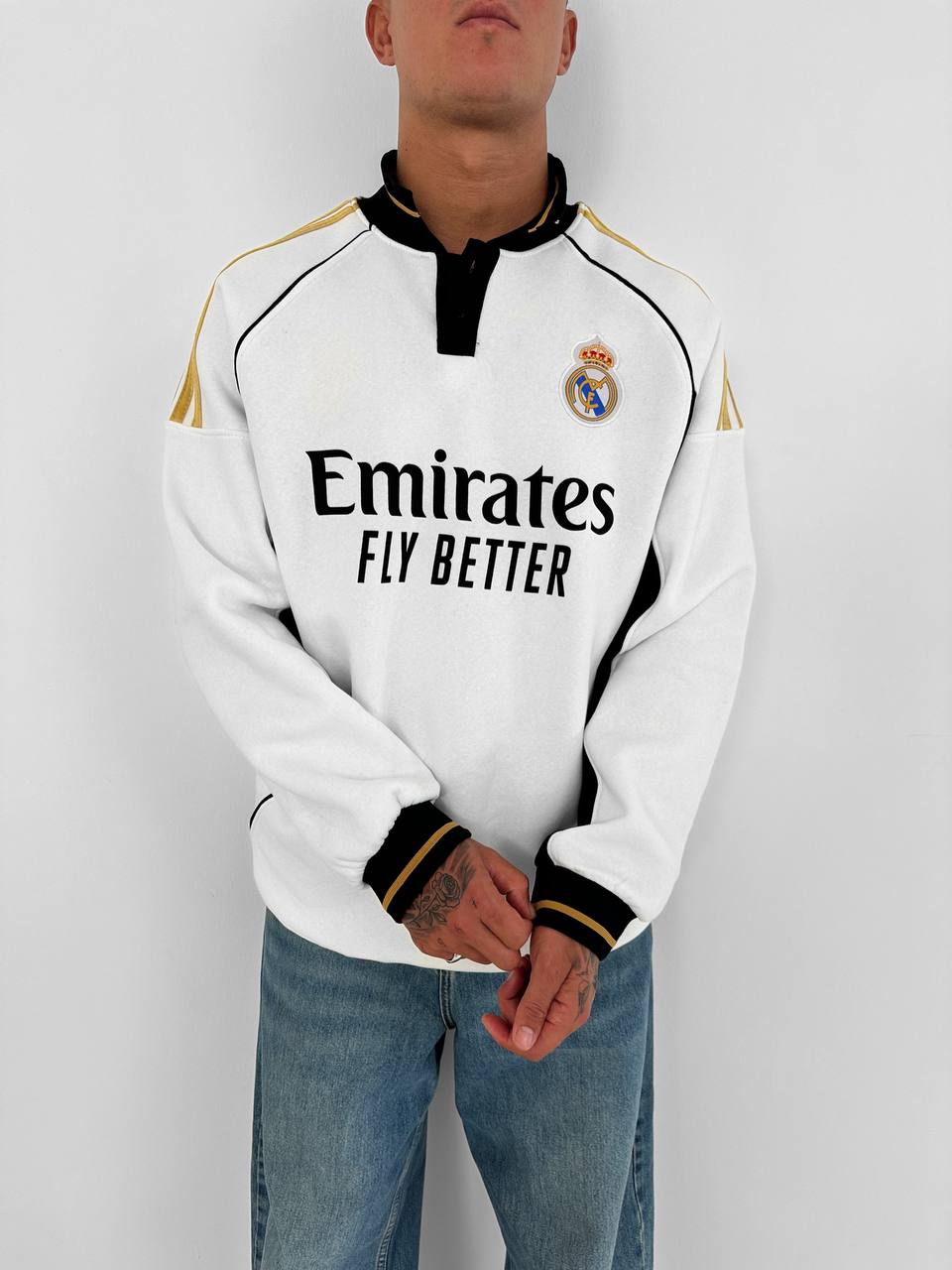 Real Madrid Retro Polo Sweatshirt – Oversized Blokecore Football Style