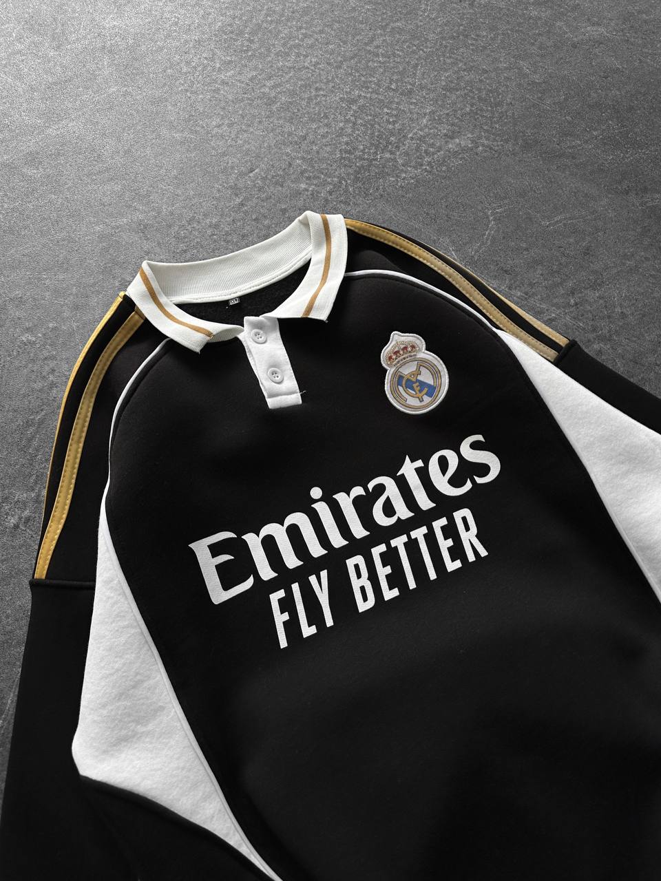 Real Madrid Retro Polo Sweatshirt – Oversized Blokecore Football Style