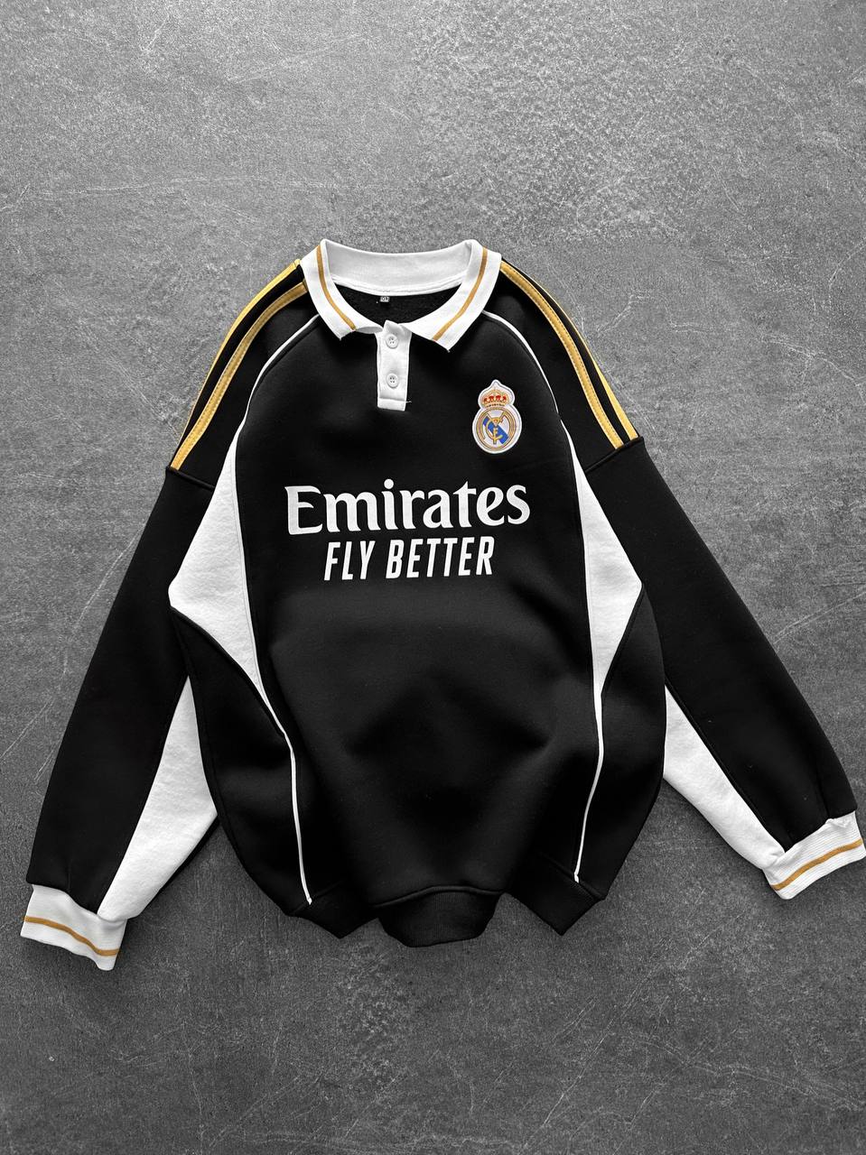 Real Madrid Retro Polo Sweatshirt – Oversized Blokecore Football Style