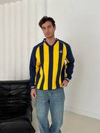 90s Striped V-Neck Sweatshirt
