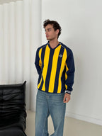 90s Striped V-Neck Sweatshirt