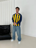 90s Striped V-Neck Sweatshirt