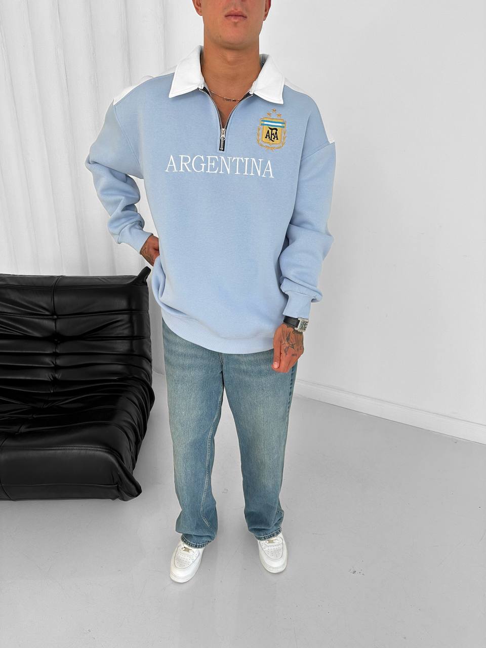 Argentina Retro AFA Quarter-Zip Sweatshirt – Oversized Blokecore Polo