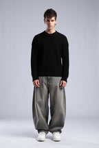 Ribbed Knit Crewneck Sweater – Oversize Unisex Pullover