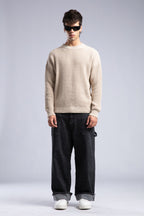 Ribbed Knit Crewneck Sweater – Oversize Unisex Pullover