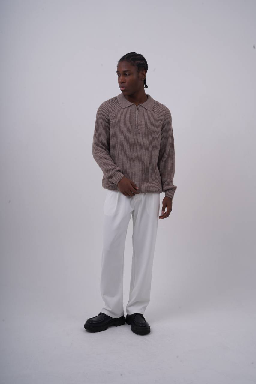 Ribbed Knit Half-Zip Sweater