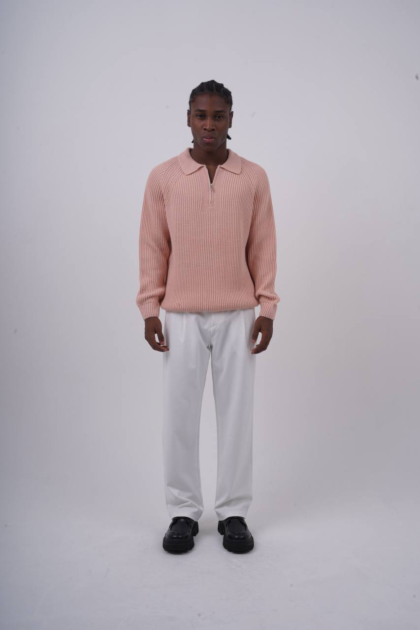 Ribbed Knit Half-Zip Sweater