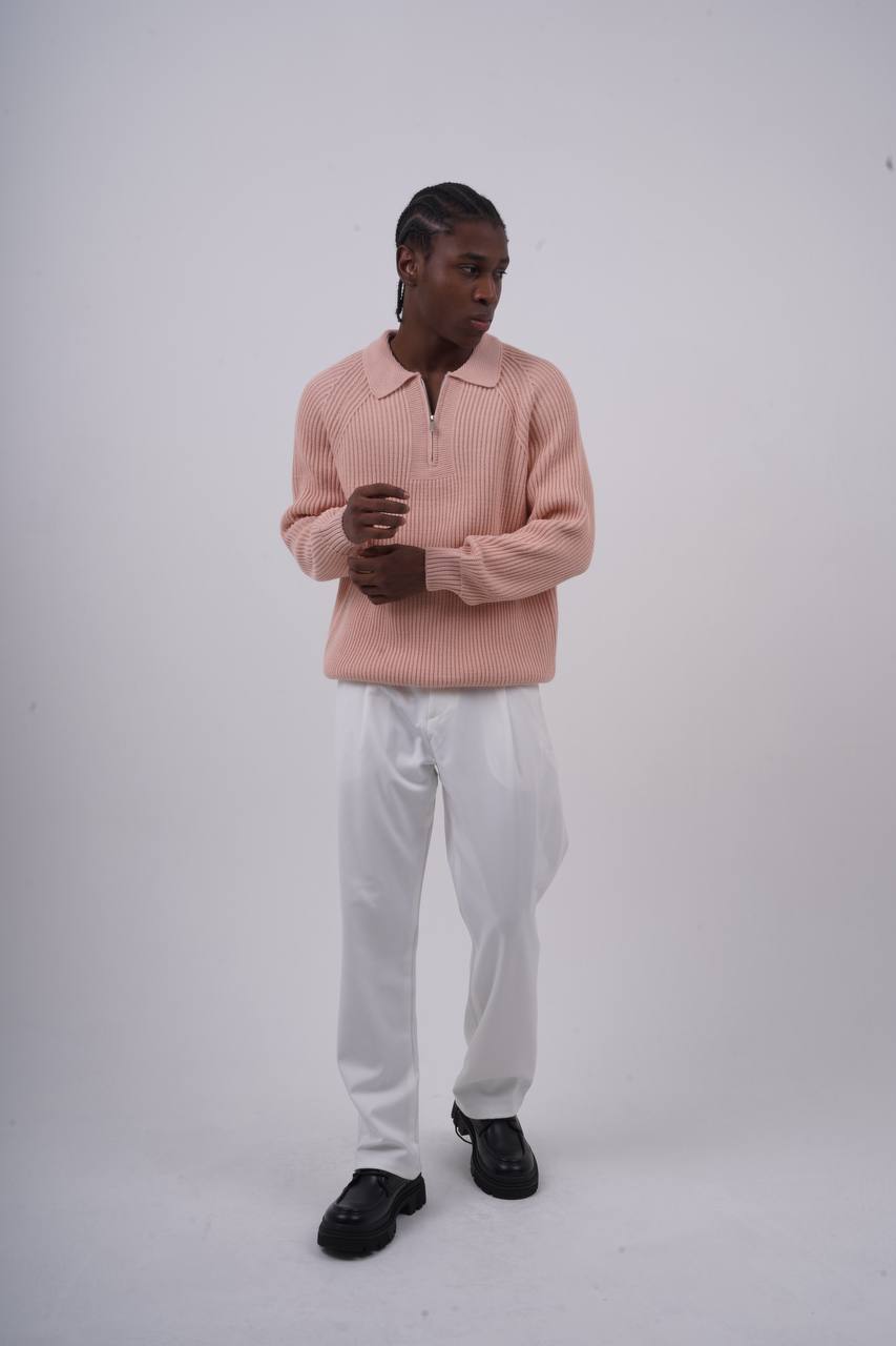 Ribbed Knit Half-Zip Sweater