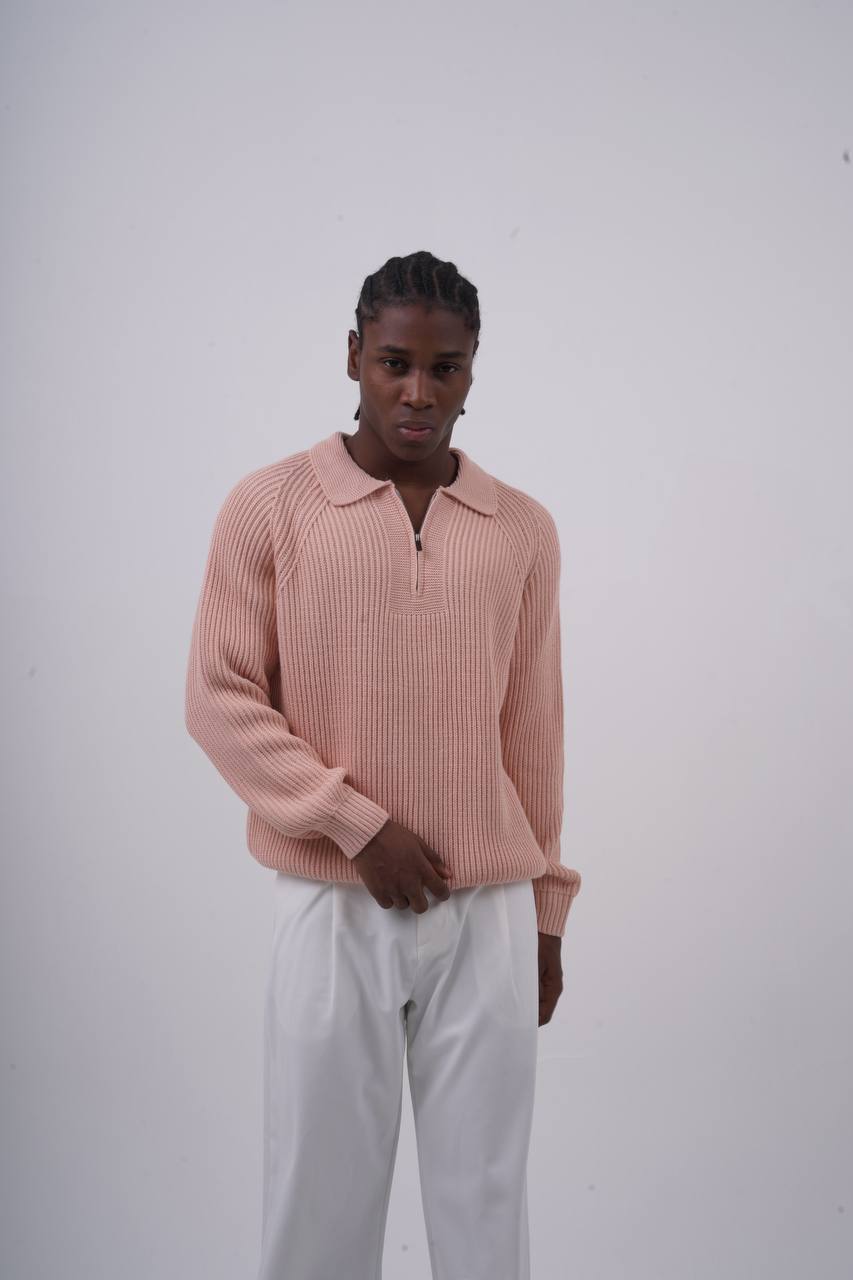 Ribbed Knit Half-Zip Sweater