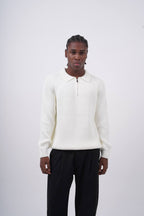 Ribbed Knit Half-Zip Sweater