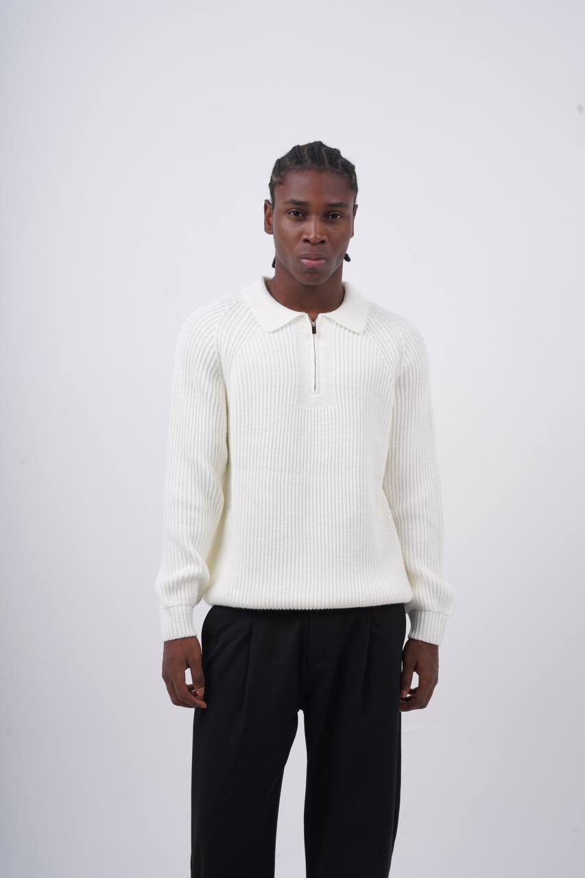 Ribbed Knit Half-Zip Sweater