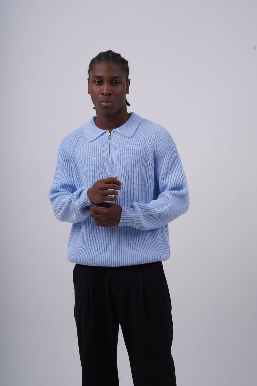 Ribbed Knit Half-Zip Sweater