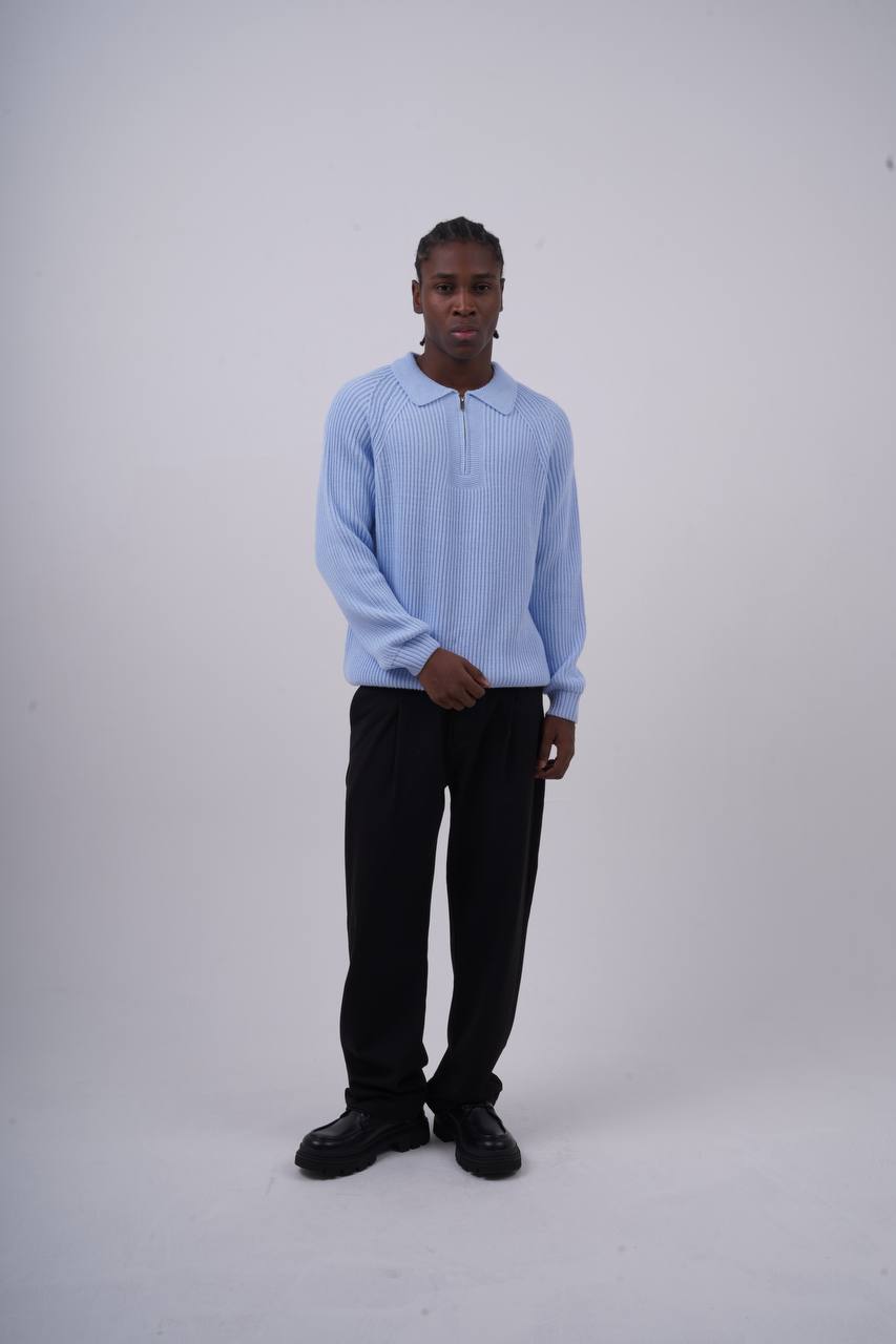 Ribbed Knit Half-Zip Sweater