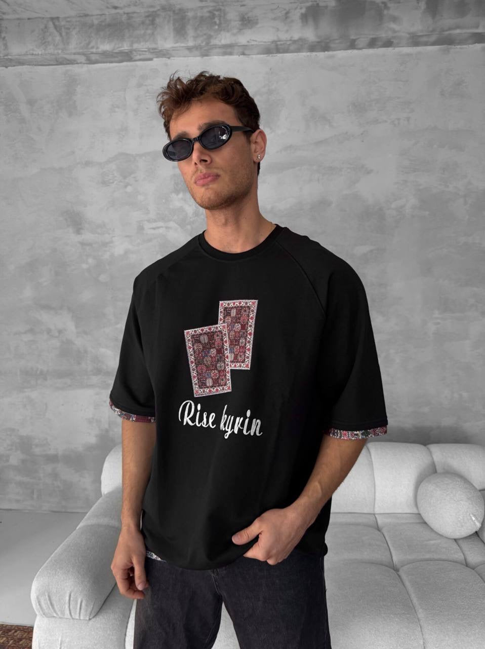 Rise kyrin Graphic Tee - Ethnic Carpet Print Shirt