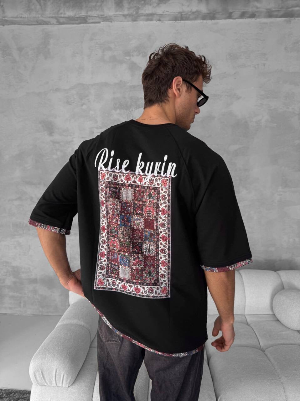 Rise kyrin Graphic Tee - Ethnic Carpet Print Shirt