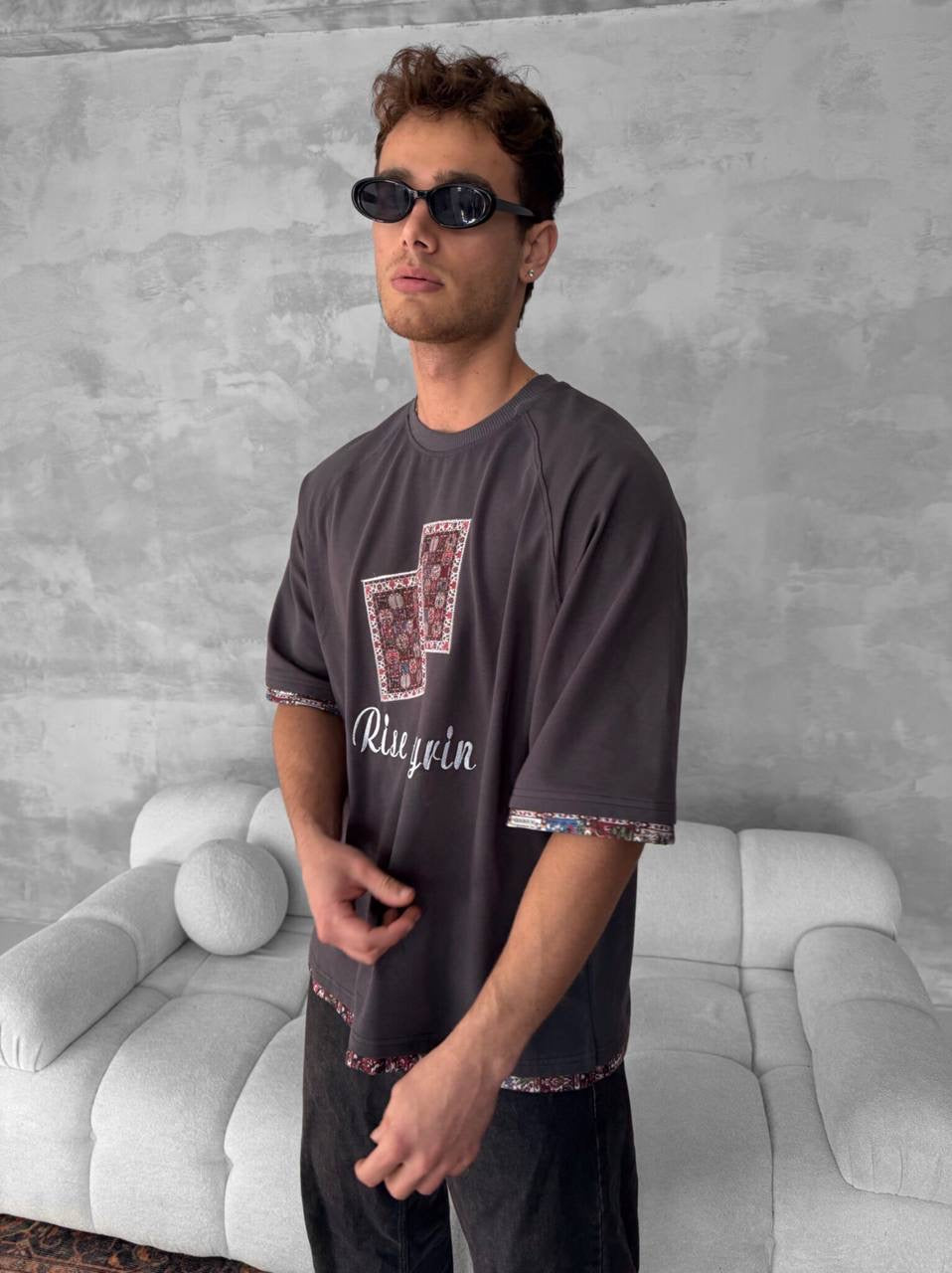 Rise kyrin Graphic Tee - Ethnic Carpet Print Shirt